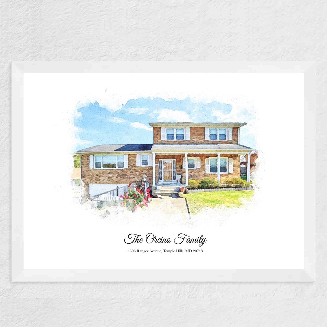 Custom Home Portrait Traditional Gift - Home Portrait - Canvas - Furr and Family