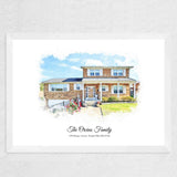 Custom Home Portrait Traditional Gift - Home Portrait - Canvas - Furr and Family