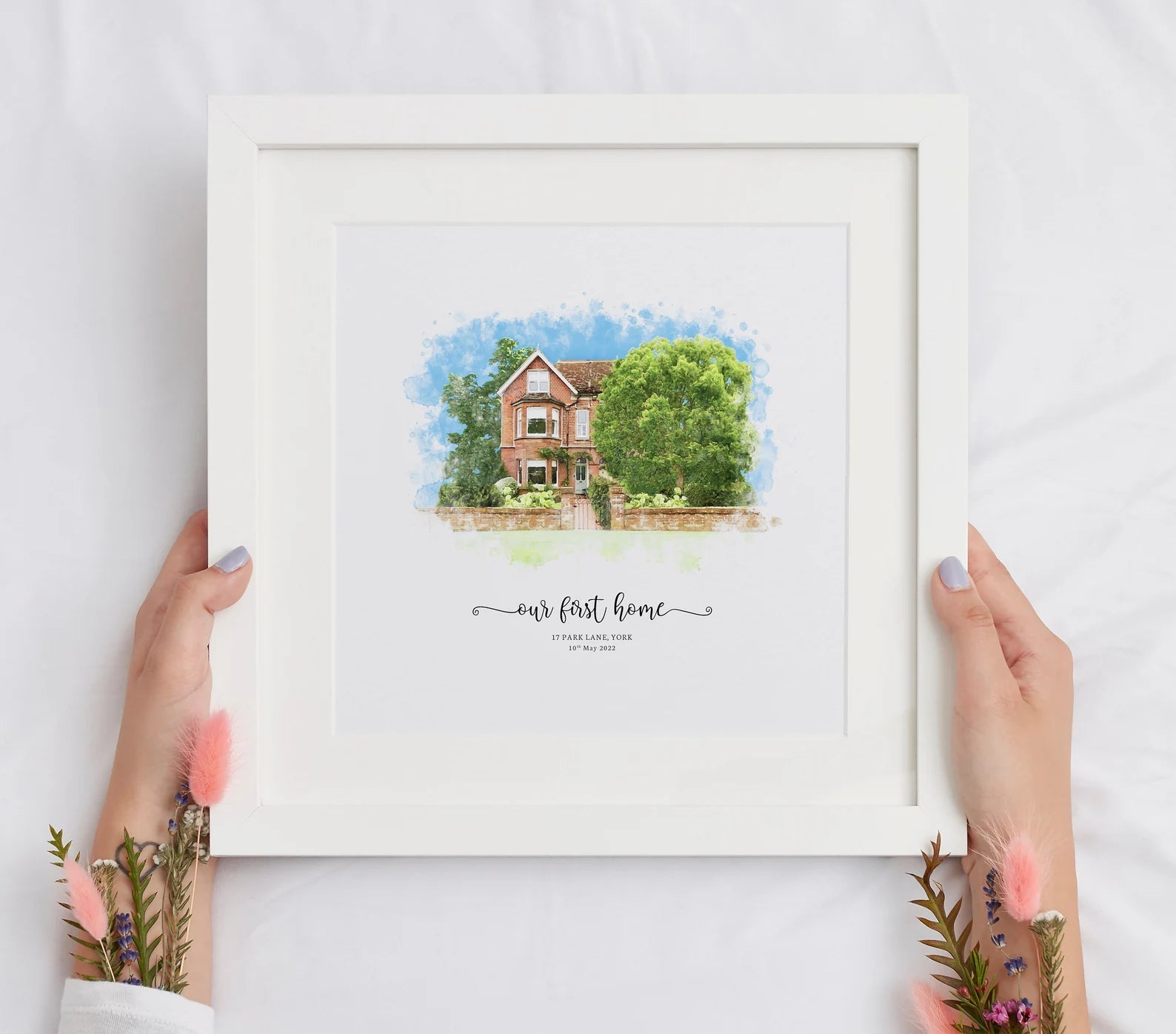 Custom Home Portrait Traditional Gift - Home Portrait - Canvas - Furr and Family