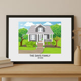 Custom House Portrait Modern art - Home Portrait - Canvas - Furr and Family