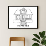 Custom House Portrait Sketch line art - Home Portrait - Canvas - Furr and Family
