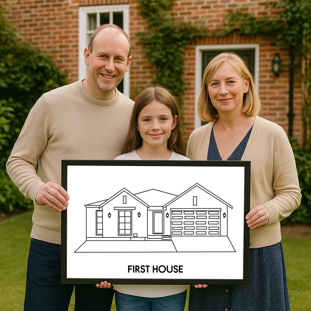 Custom House Portrait Sketch line art - Home Portrait - Canvas - Furr and Family