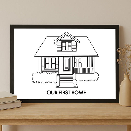 Custom House Portrait Sketch line art - Home Portrait - Canvas - Furr and Family