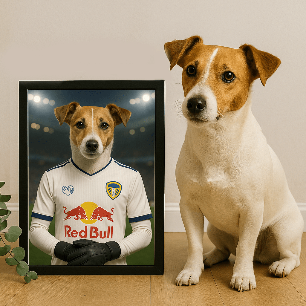 Custom Leeds United Pet Portrait - Pet Sports Theme - 1 Pet - Furr and Family