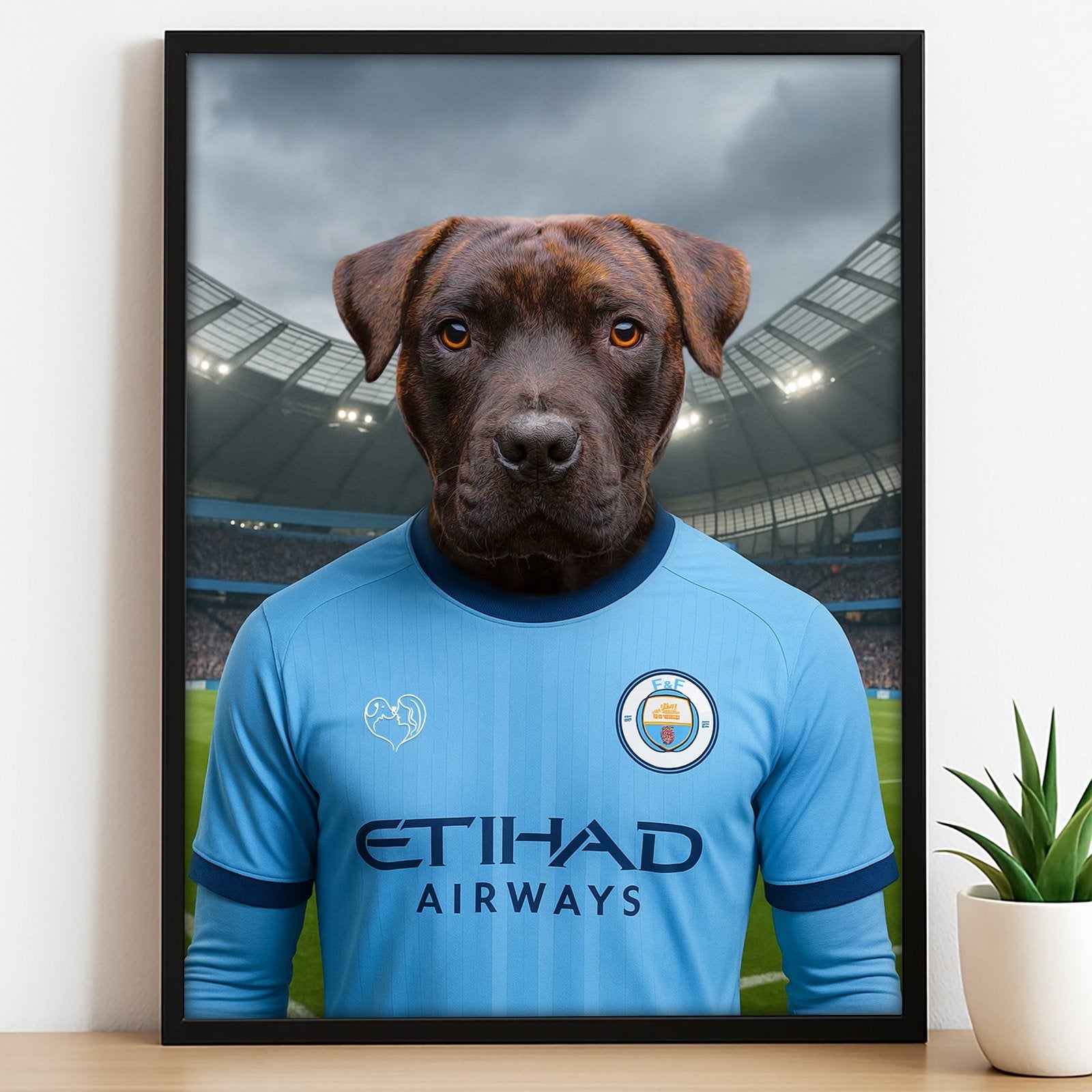 Custom Manchester City Pet Portrait - Pet Sports Theme - 1 Pet - Furr and Family