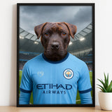 Custom Manchester City Pet Portrait - Pet Sports Theme - 1 Pet - Furr and Family