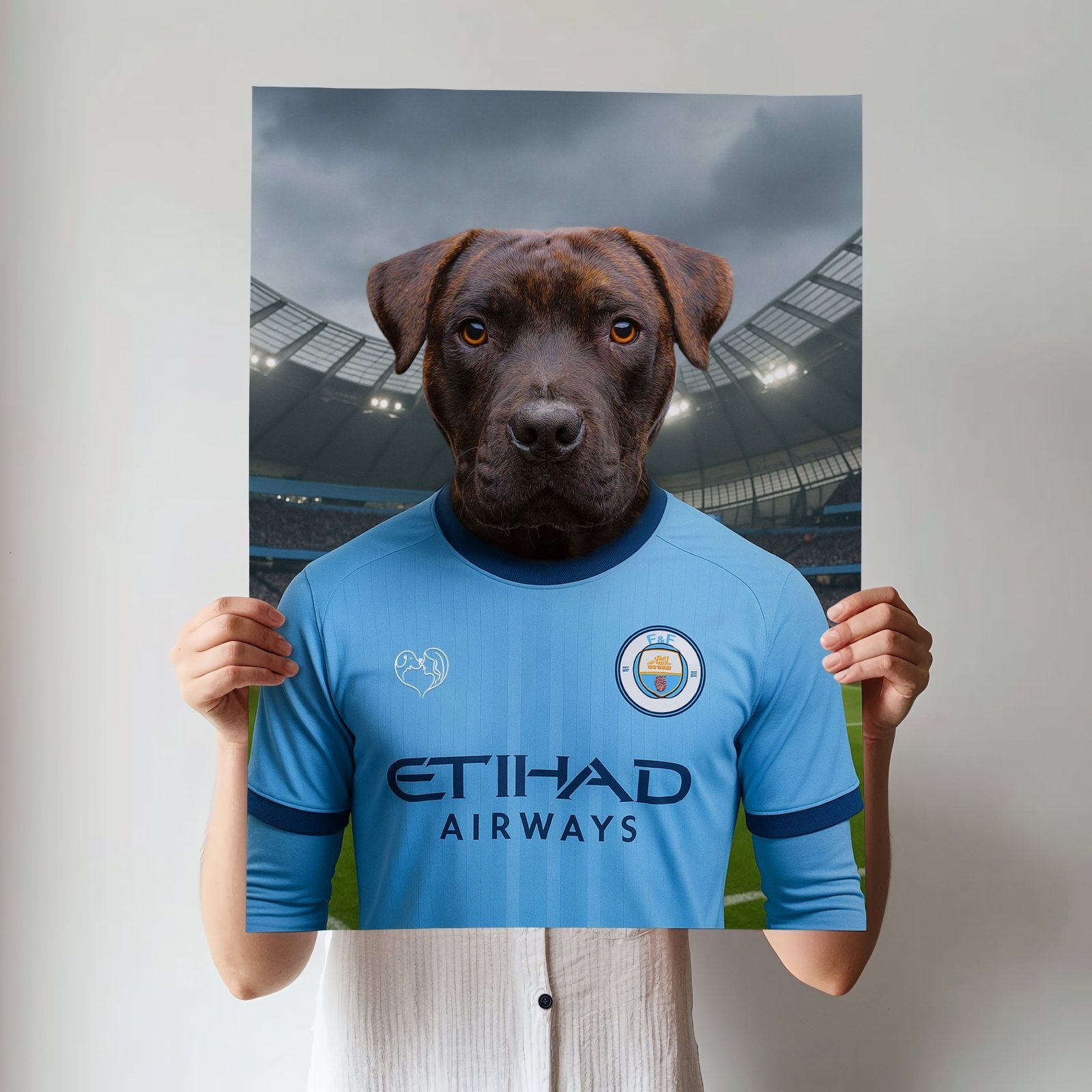 Custom Manchester City Pet Portrait - Pet Sports Theme - 1 Pet - Furr and Family