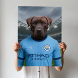 Custom Manchester City Pet Portrait - Pet Sports Theme - 1 Pet - Furr and Family