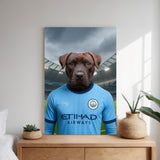 Custom Manchester City Pet Portrait - Pet Sports Theme - 1 Pet - Furr and Family