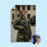 Custom Military Pet Portrait | European Army Theme - Casual - 1 Pet - Furr and Family