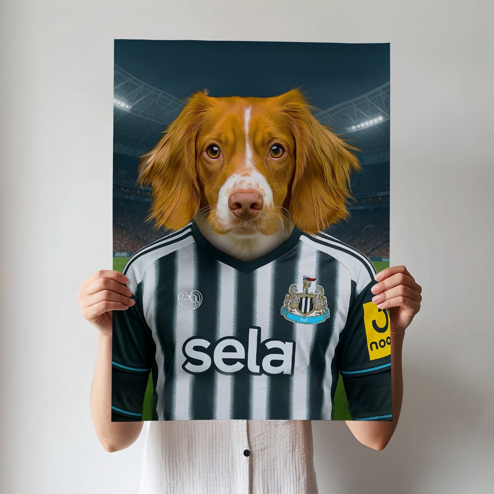 Custom Newcastle United Pet Portrait - Pet Sports Theme - 1 Pet - Furr and Family