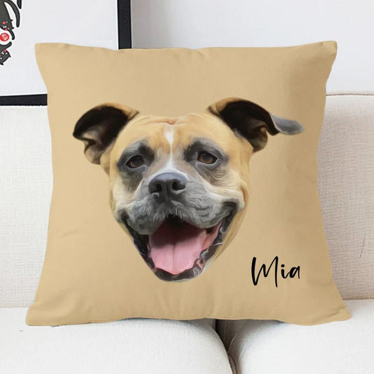 Custom Pet Face Oil Painting Square Pillow - 1 Pet - Furr and Family