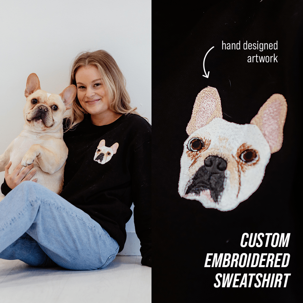 Custom Pet Head Embroidered Mom & Dad Tshirts - Sweatshirts & Hoodies - Hoodie - 1 Pet - Furr and Family