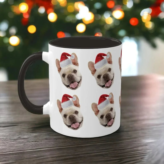 Custom Pet Mug Christmas Personalized Pet Face with a Christmas Hat Mug - 1 Pet - Furr and Family