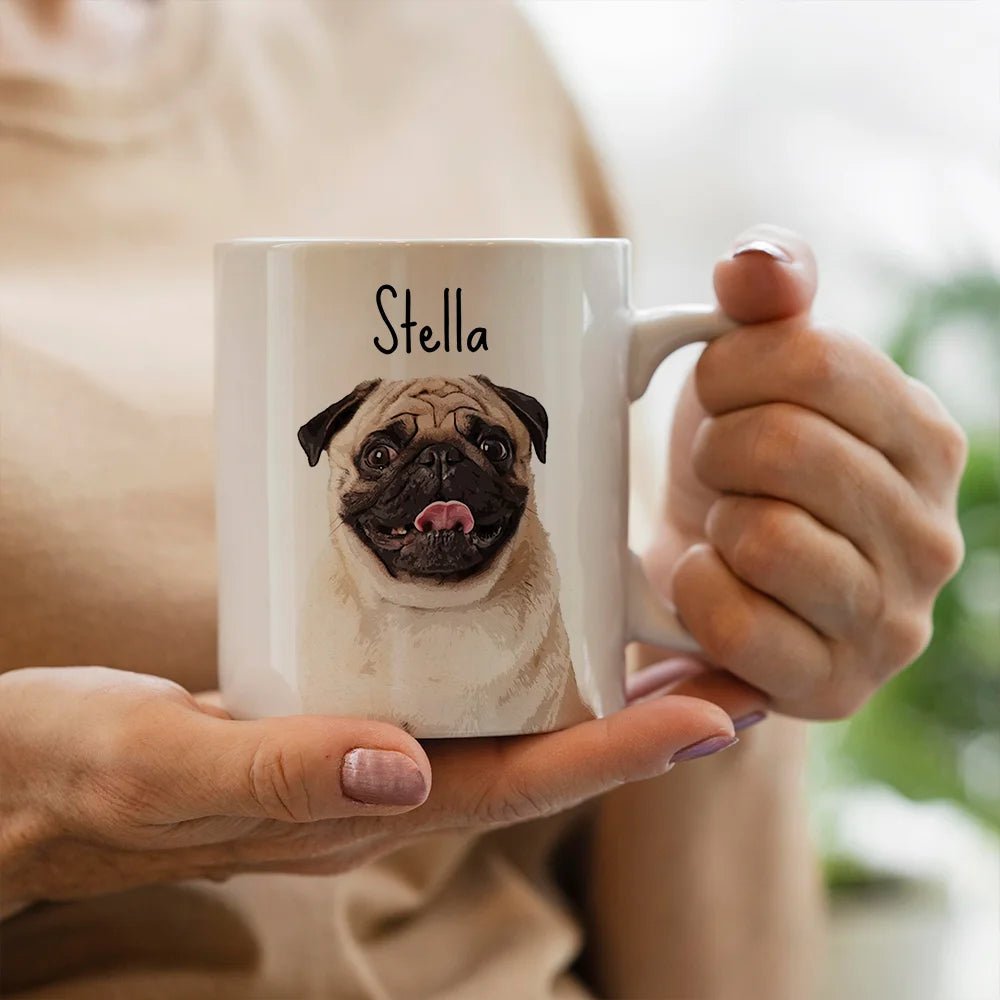 Custom Pet Mug – Personalized Dog & Cat Portrait Coffee Cup with Pet Name - 1 Pet - Furr and Family