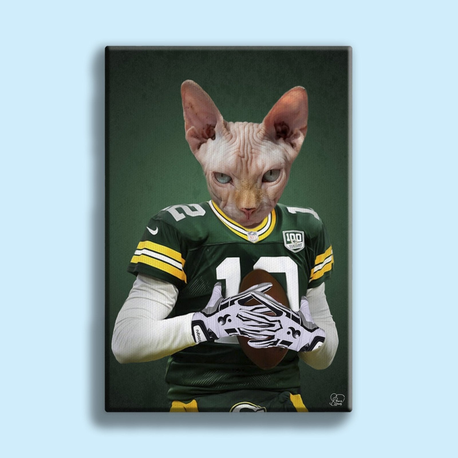 Custom Pet Portrait in American Football Jersey – Personalized Sports Pet Art - 1 Pet - Furr and Family