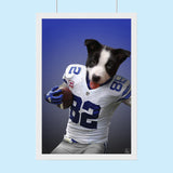 Custom Pet Portrait in American Football Jersey – Personalized Sports - Themed Pet Art - 1 Pet - Furr and Family