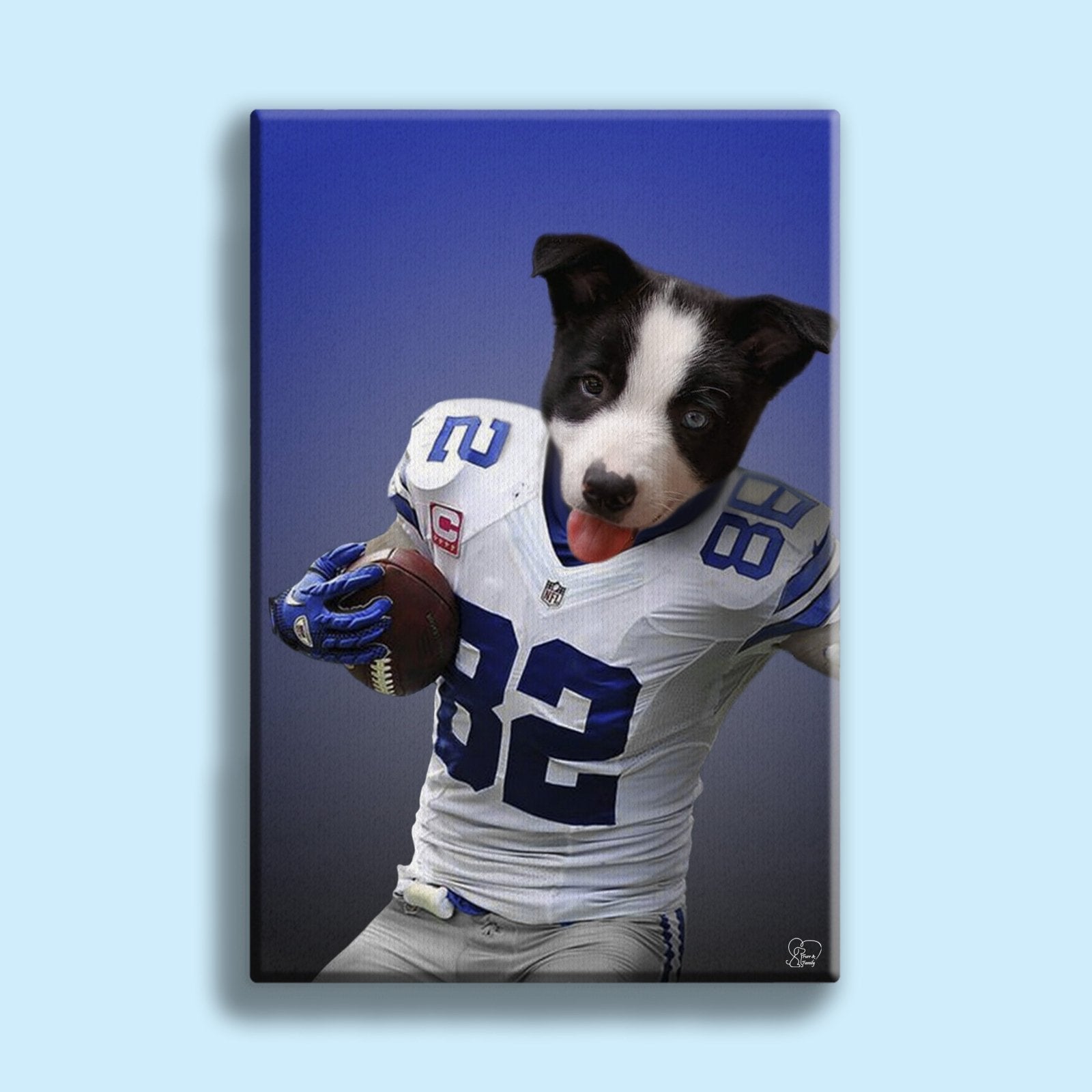 Custom Pet Portrait in American Football Jersey – Personalized Sports - Themed Pet Art - 1 Pet - Furr and Family