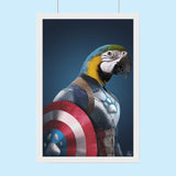 Custom Pet Portrait in Captain America Costume – Personalized Superhero Pet Art - 1 Pet - Furr and Family