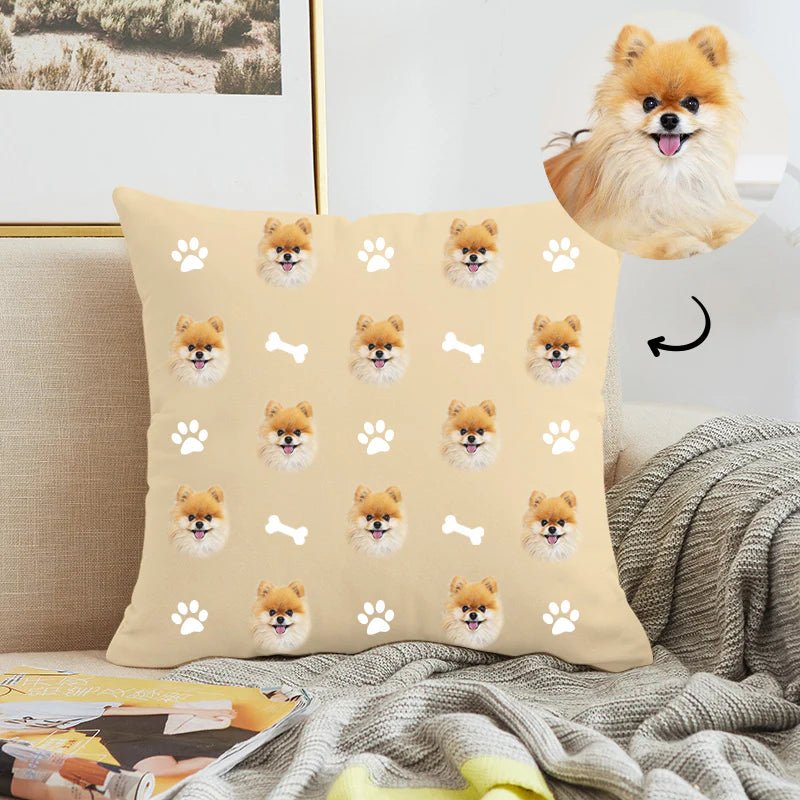 Customized Pet Multi - Face Square Pillow with Bones, Double - Sided Printing - 1 Pet - Furr and Family