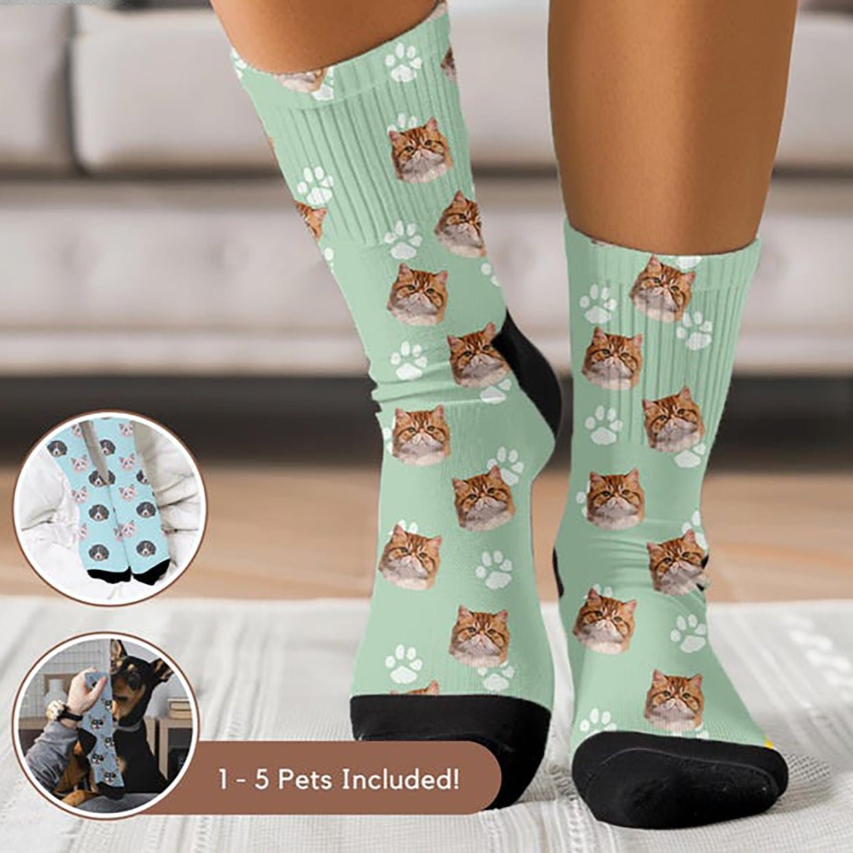 Cute Dog Pattern Crew Socks | Pet Lover Gift | Fun & Comfortable Socks - Socks - Birthday Gift Socks - Furr and Family