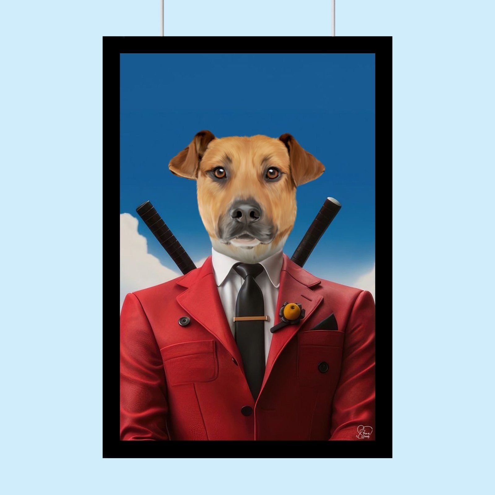 Dead Pool IN Suite - Custom Pet Portrait - 1 Pet - Furr and Family