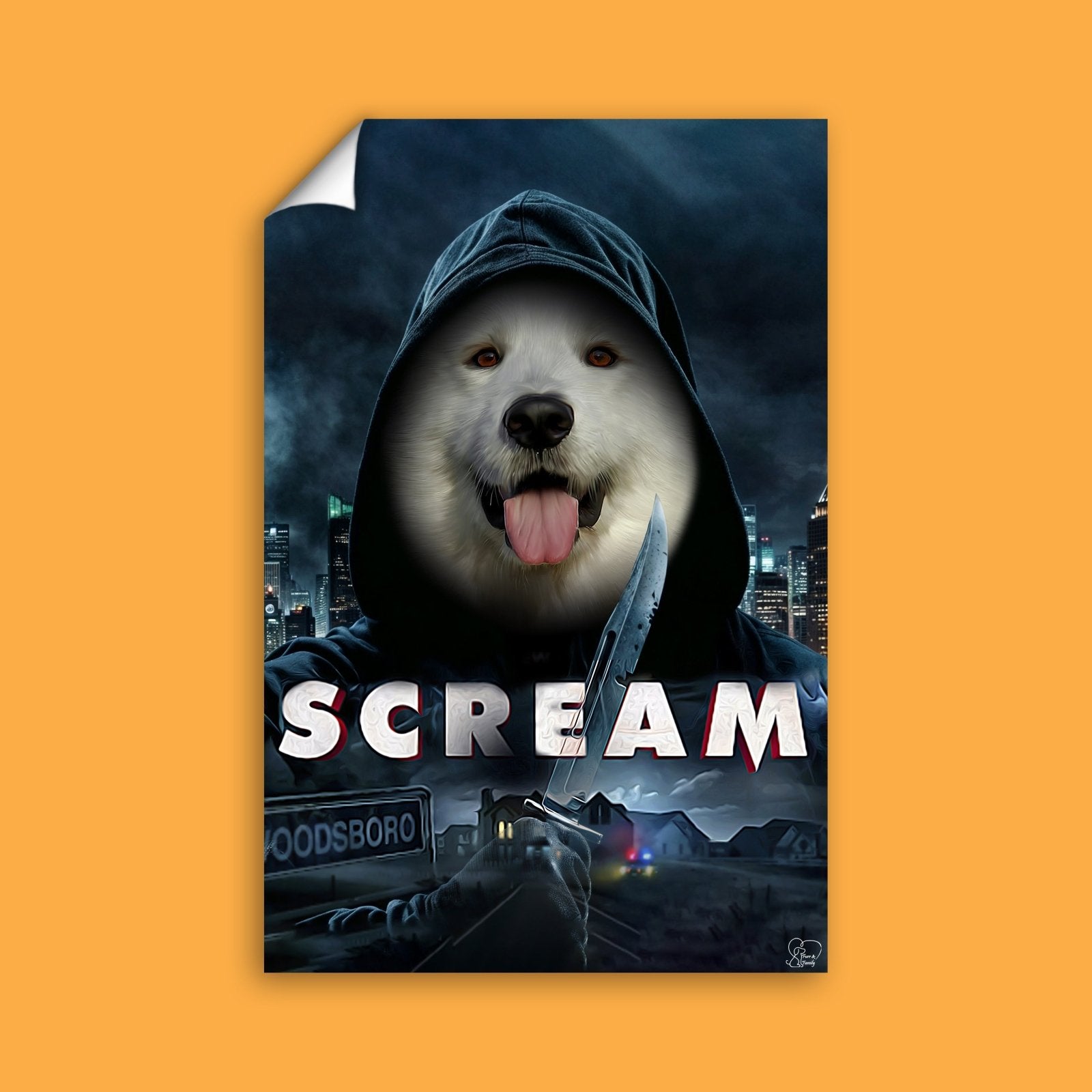 Death Scream Halloween Pet Portrait - Custom Pet Portrait - 1 Pet - Furr and Family