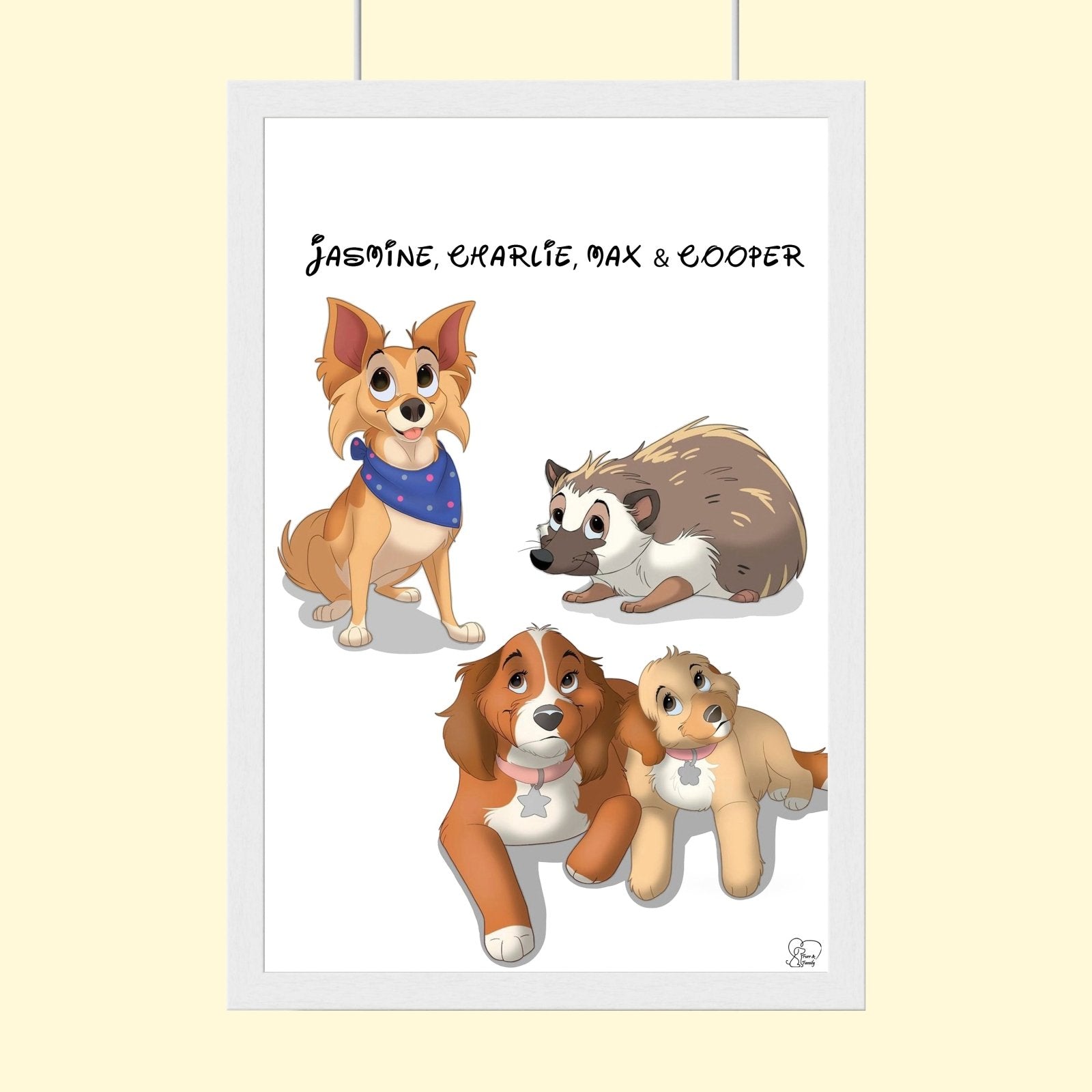 Disney Pet Art Style - Custom Pet Portrait - Disney Pet Portrait - 1 Pet - Furr and Family
