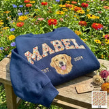 Custom Floral Pet Portrait Embroidered Sweatshirt
