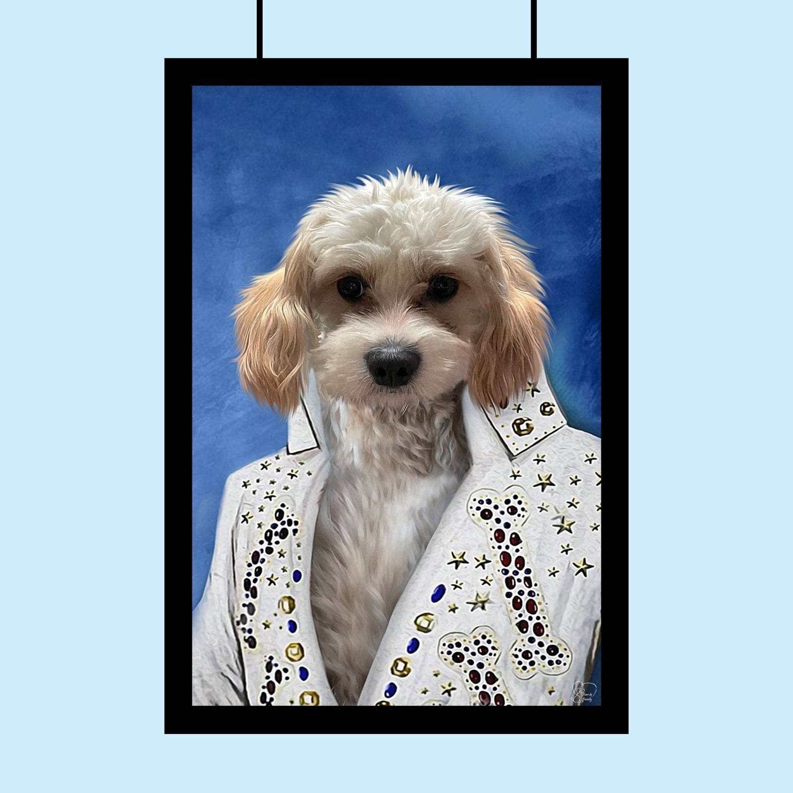 Custom Elvis Presley Pet Portrait – Personalized Rockstar Pet Art - 1 Pet - Furr and Family