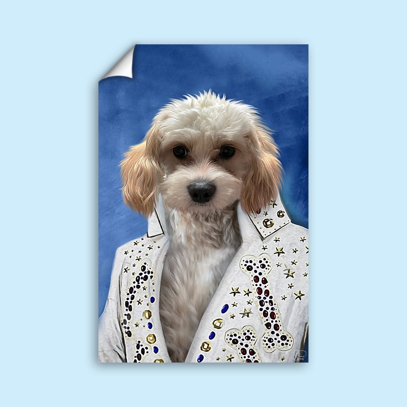 Custom Elvis Presley Pet Portrait – Personalized Rockstar Pet Art - 1 Pet - Furr and Family