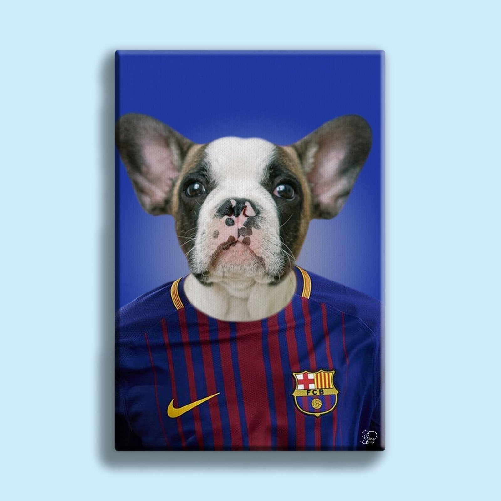 FC Barcelona Superstar Bulldog Custom Pet Portrait | Personalized Pet Art - 1 Pet - Furr and Family