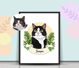 Floral Pet Cartoon - Custom Pet Portrait - 1 Pet - Furr and Family