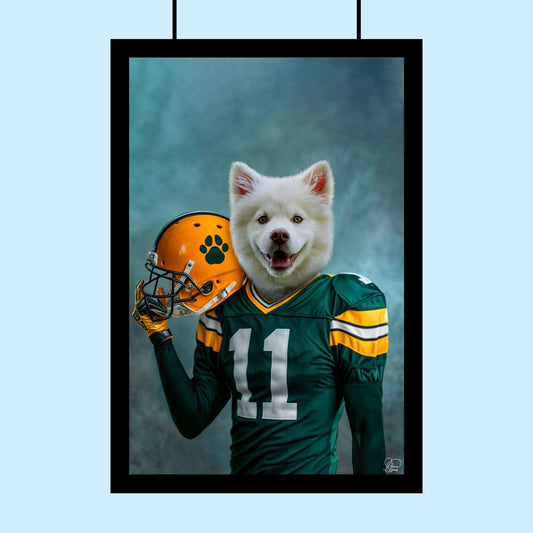 Football Star Samoyed Custom Pet Portrait | Personalized Pet Football Art - 1 Pet - Furr and Family