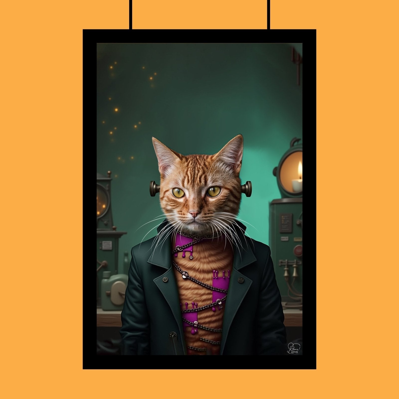 Frankenstein Monster Halloween Pet Portrait - Custom Pet Portrait - 1 Pet - Furr and Family