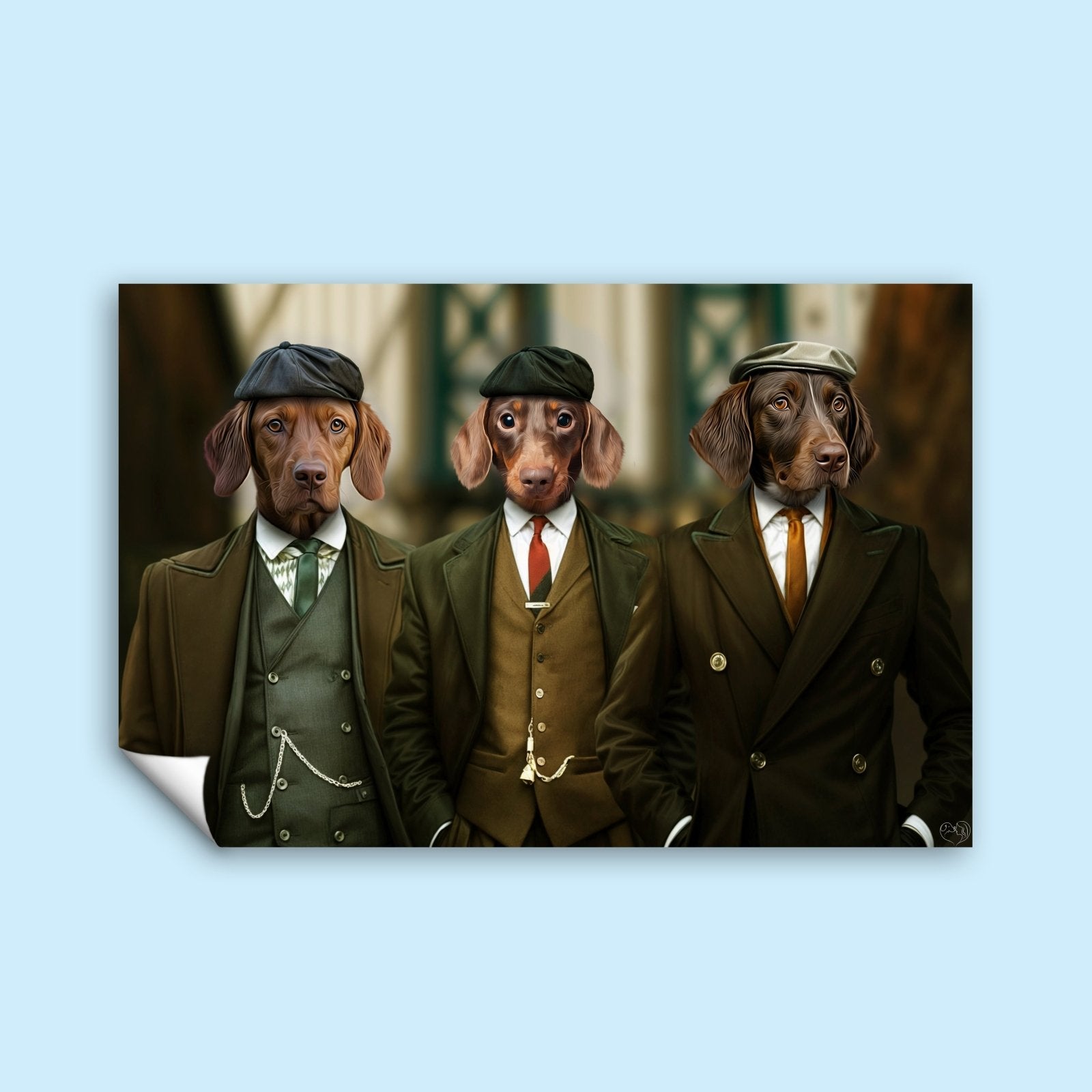 Gangster Trio - Peaky Blinder Pet Portraits - 2 Pets - Furr and Family