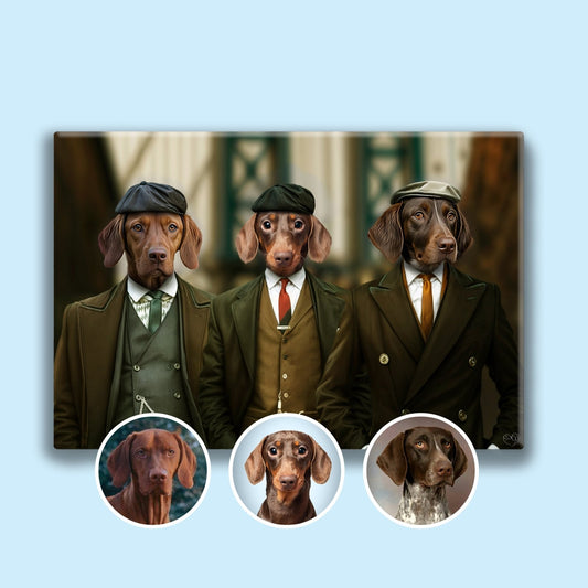 Gangster Trio - Peaky Blinder Pet Portraits - 2 Pets - Furr and Family