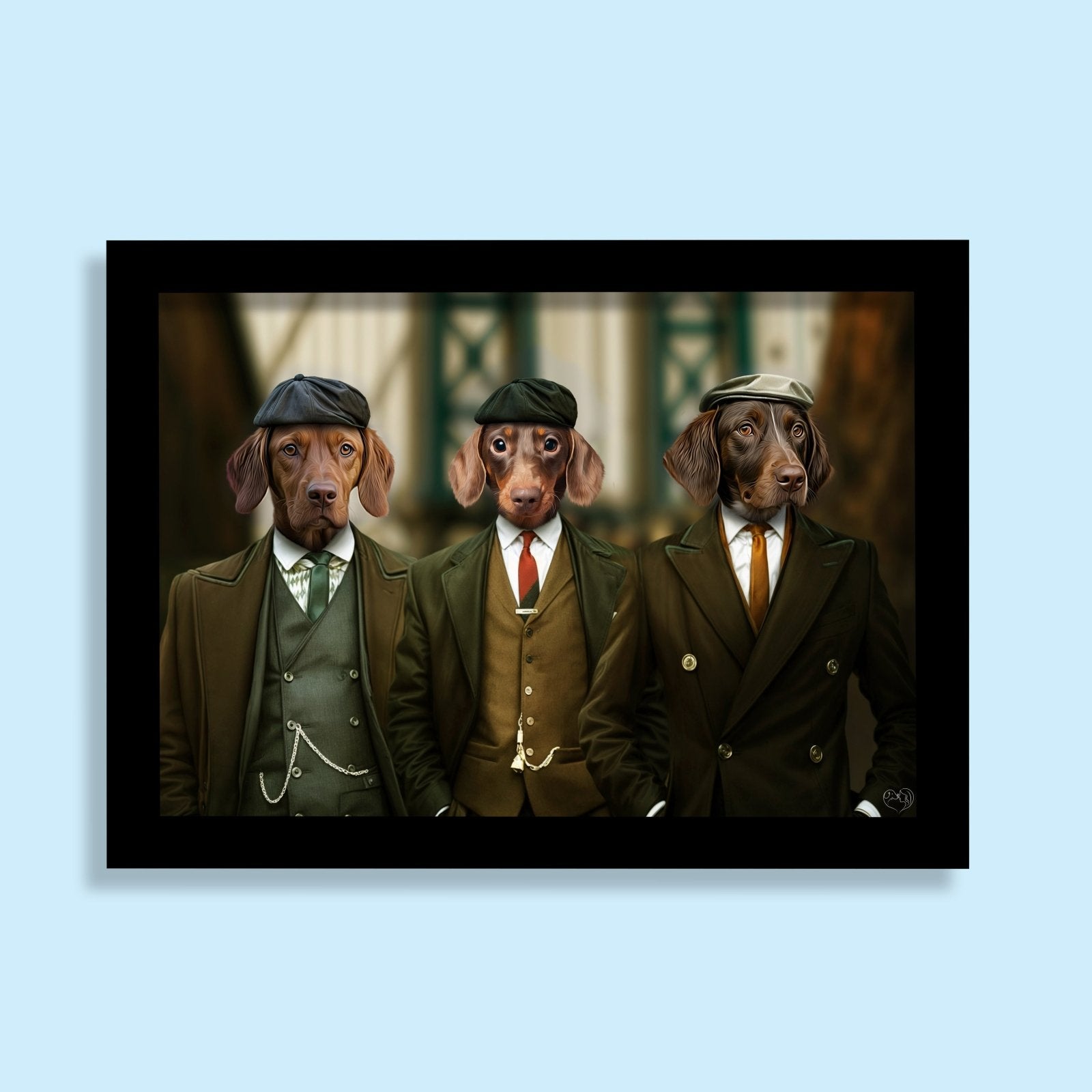 Gangster Trio - Peaky Blinder Pet Portraits - 2 Pets - Furr and Family