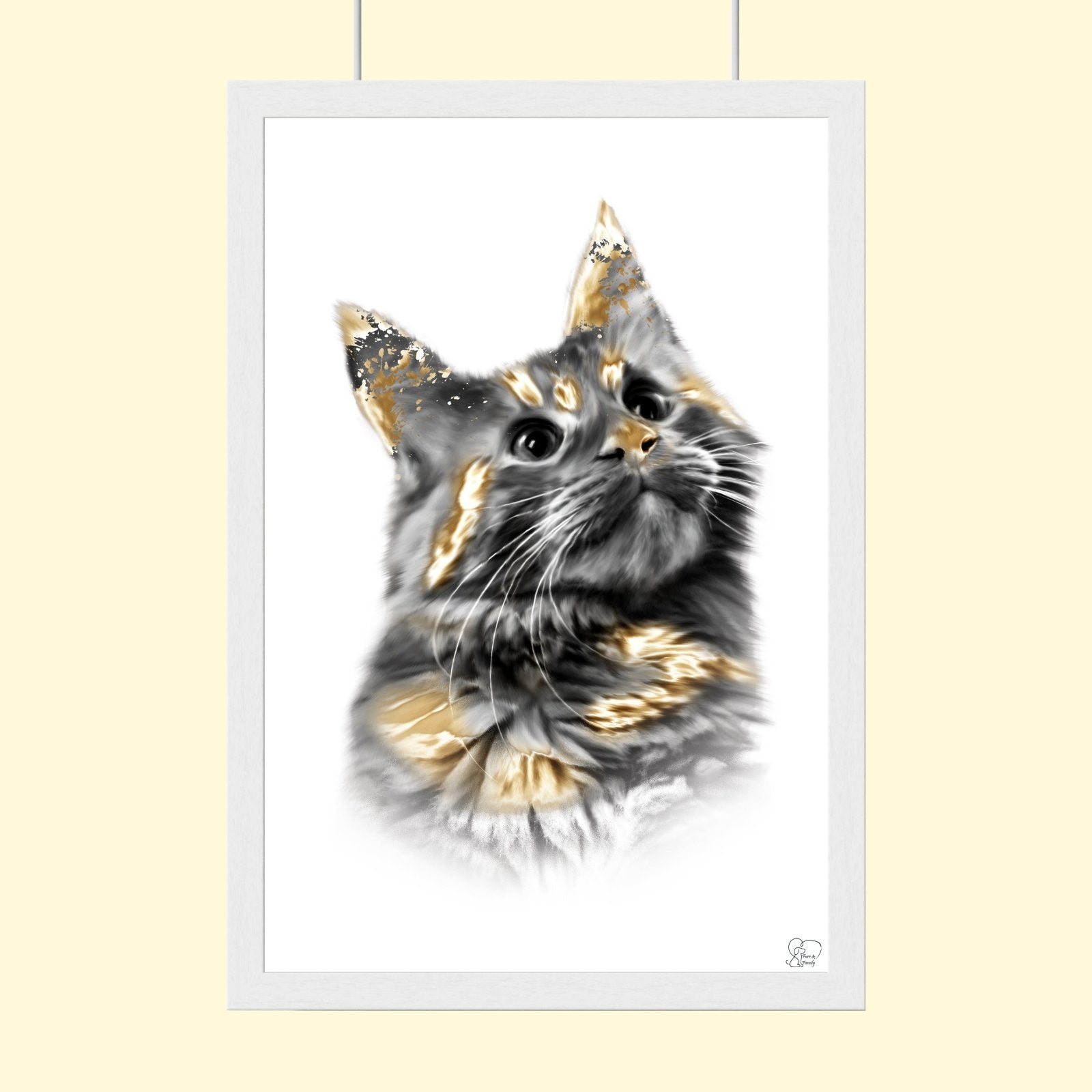 Gold Plated Pet Art - Custom Pet Portrait - 1 Pet - Furr and Family