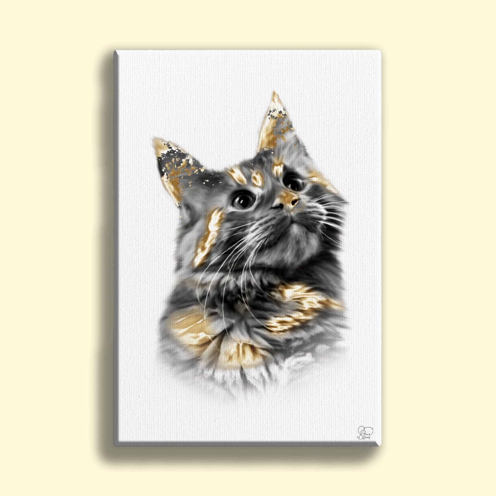 Gold Plated Pet Art - Custom Pet Portrait - 1 Pet - Furr and Family