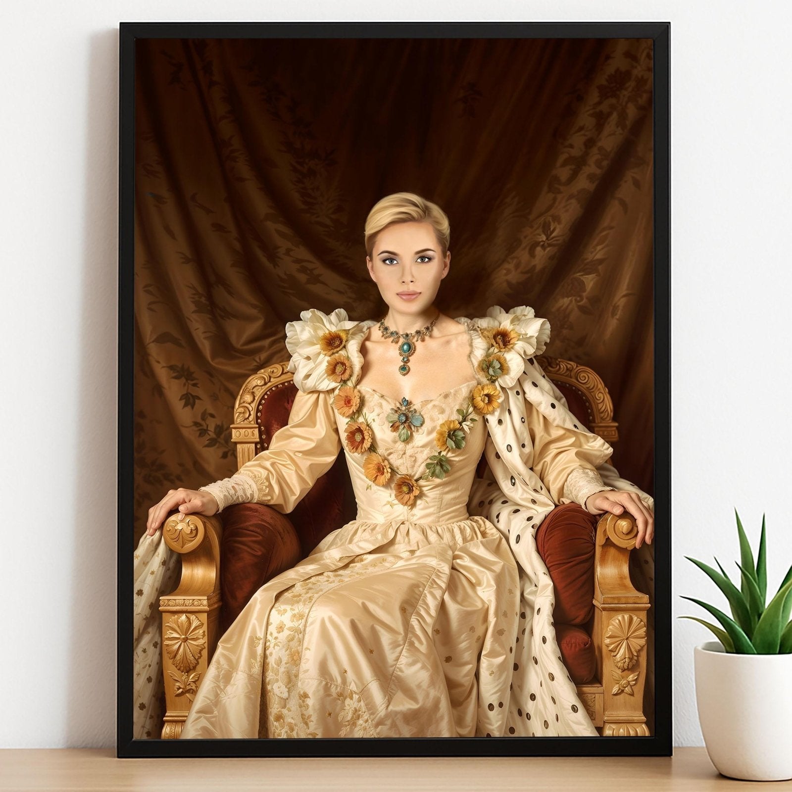 Golden Throne Queen Renaissance Painting - Human Portrait - Female - Furr and Family
