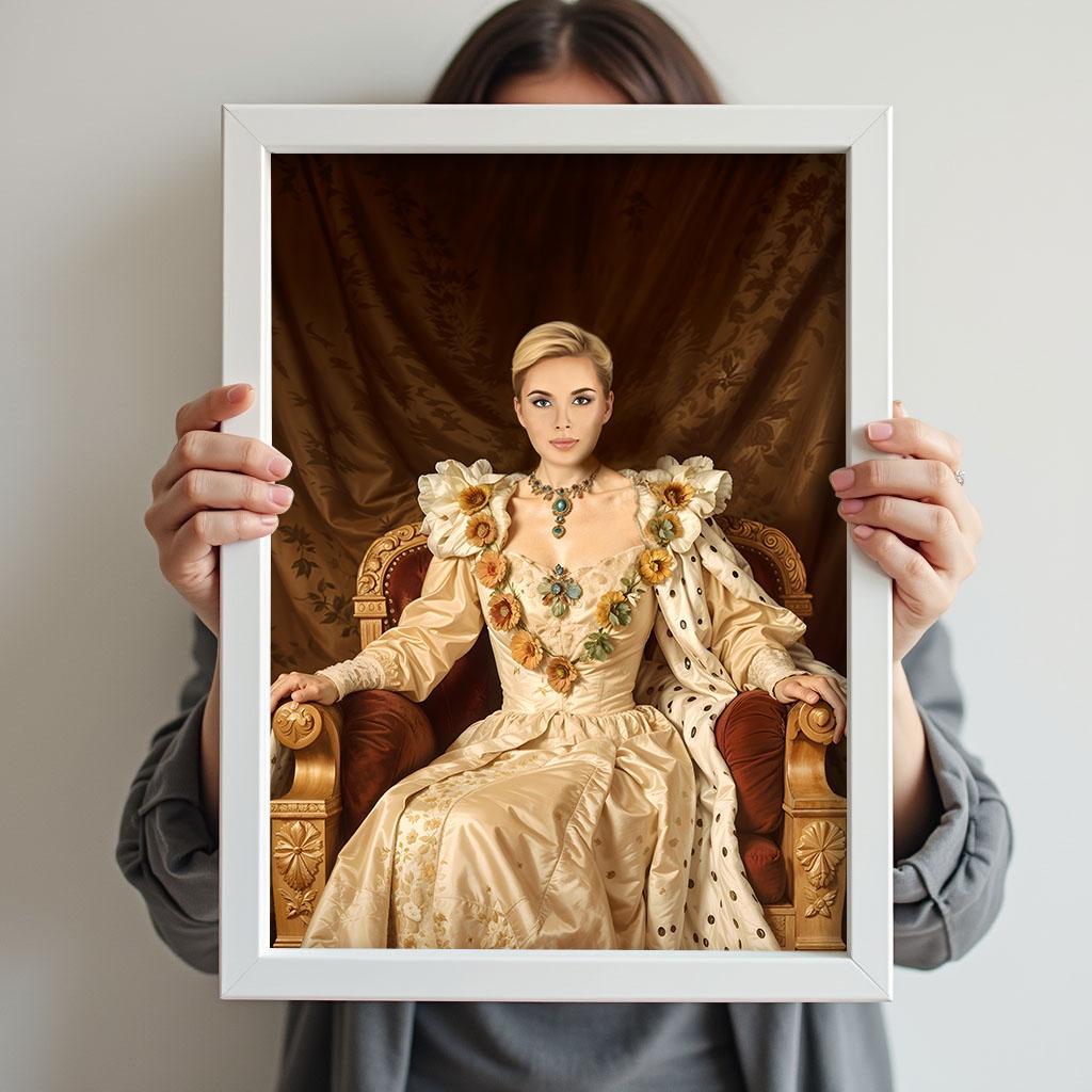 Golden Throne Queen Renaissance Painting - Human Portrait - Female - Furr and Family