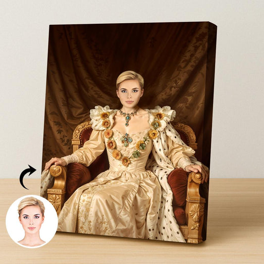 Golden Throne Queen Renaissance Painting - Human Portrait - Female - Furr and Family