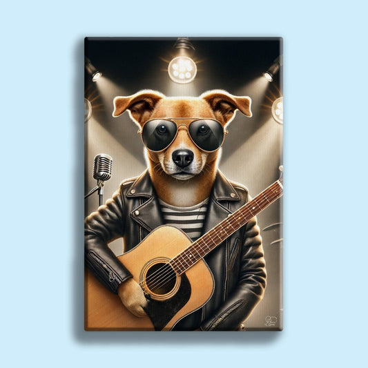 Guitarist Pet Portrait – Custom Rockstar Pet Art - 1 Pet - Furr and Family