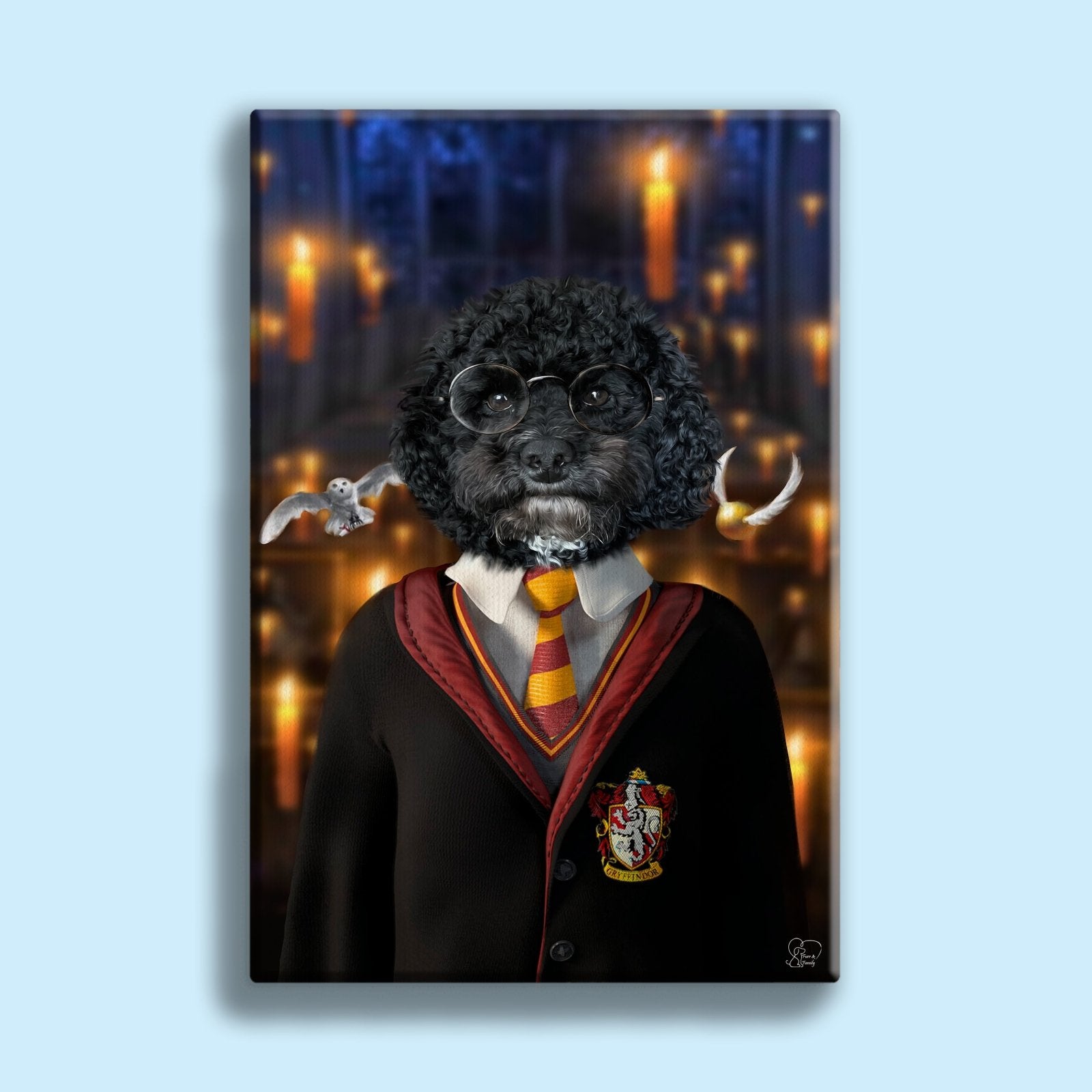 Harry Potter Gryffindor Pet Portrait – Inspired Magical Artwork - 1 Pet - Furr and Family