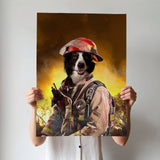 Heroic Firefighter - Custom Pet Portrait - 1 Pet - Furr and Family