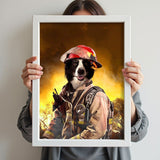 Heroic Firefighter - Custom Pet Portrait - 1 Pet - Furr and Family