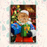 Holiday Cheer Pet Portrait – Santa’s Little Gift Giver - 1 Pet - Furr and Family
