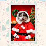 Holiday Santa Pet Portrait – Festive Custom Pet Art - 1 Pet - Furr and Family
