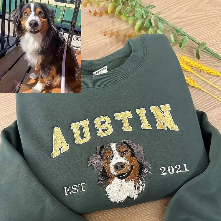 Personalized Embroidered Pet Face and Name Est Sweatshirt Keepsake Gift for Pet Lovers - Furr and Family
